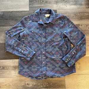 Faherty Top Womens Medium Legend Sweater Western Jewel Sky Good Feather Knit